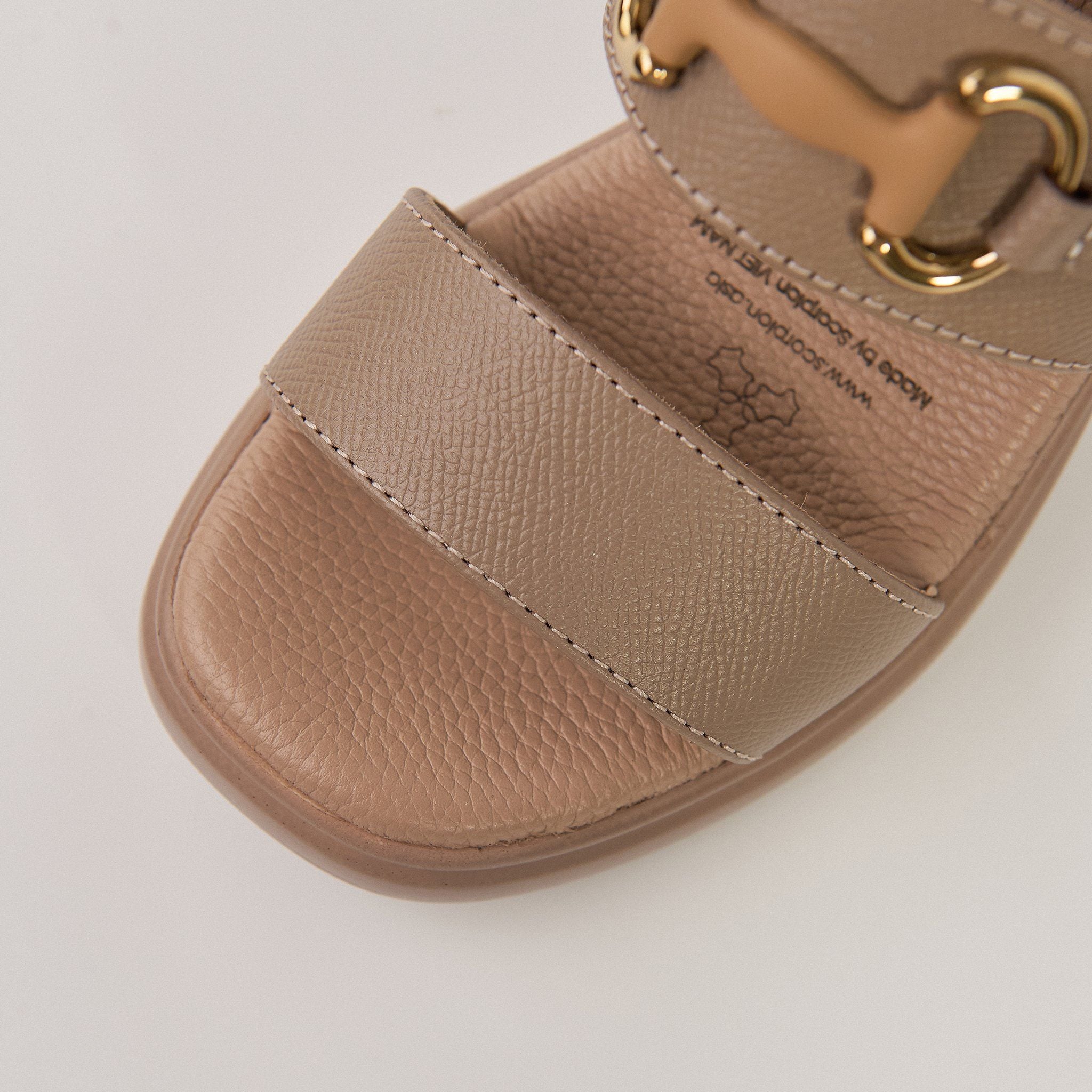  Sandal Da Nữ Trơn Be 19M.3 