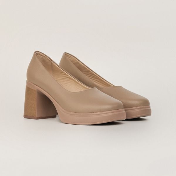  Giày Cao Gót Nữ Trơn Nâu 19M.5 