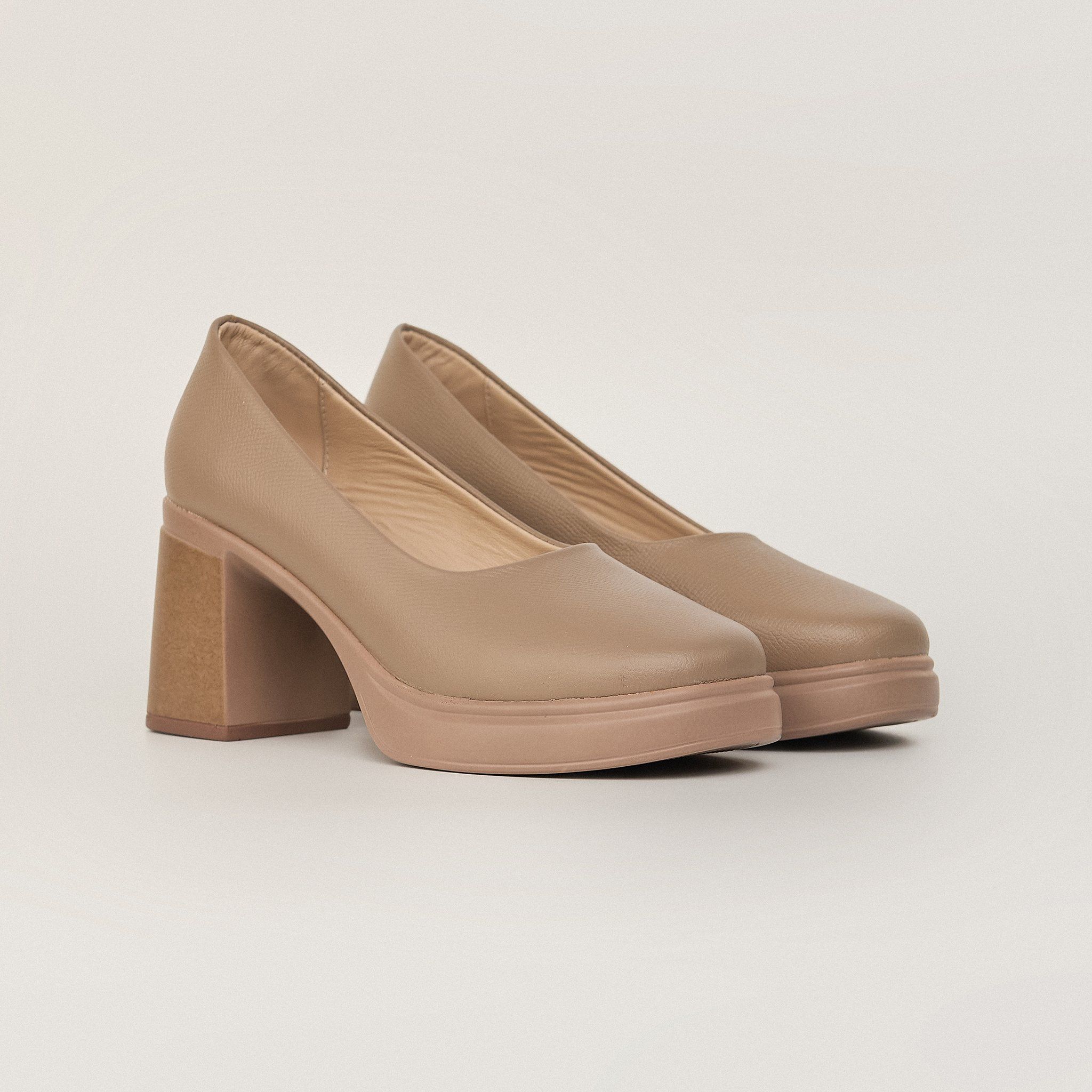  Giày Cao Gót Nữ Trơn Nâu 19M.5 