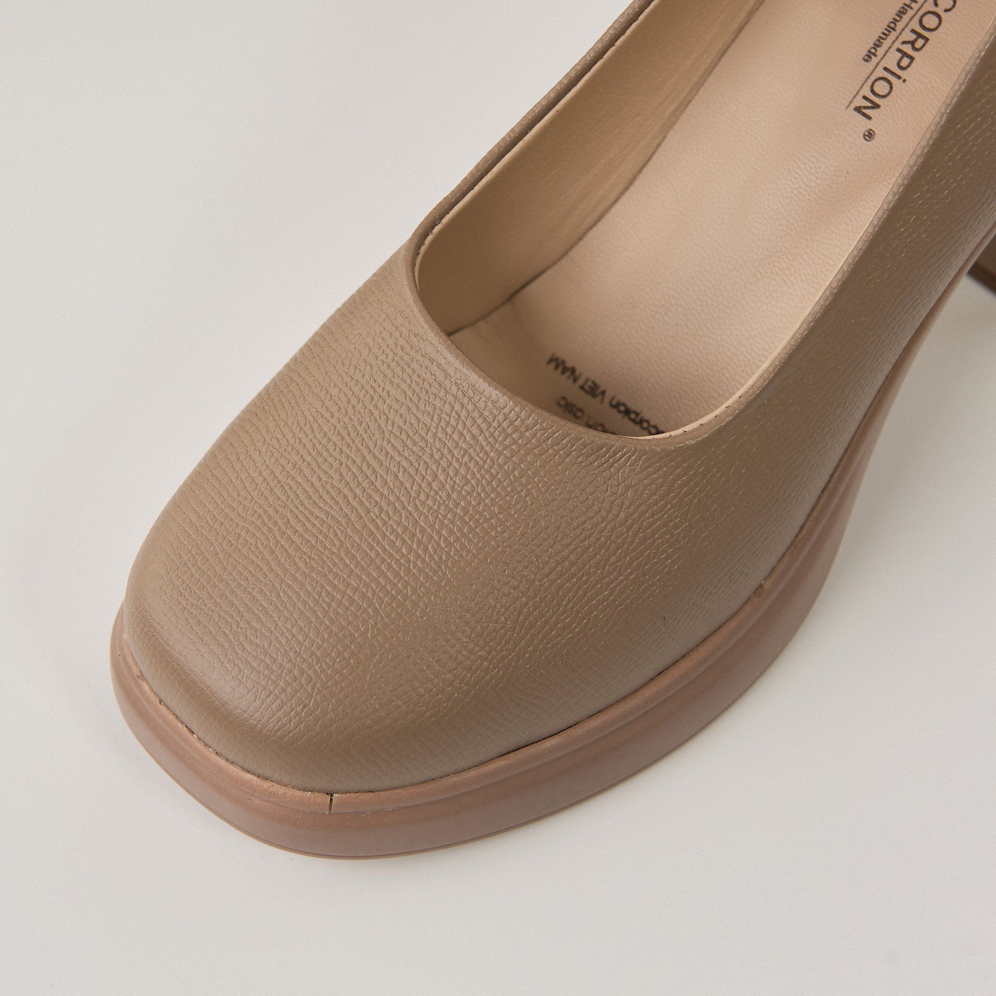  Giày Cao Gót Nữ Trơn Nâu 19M.5 