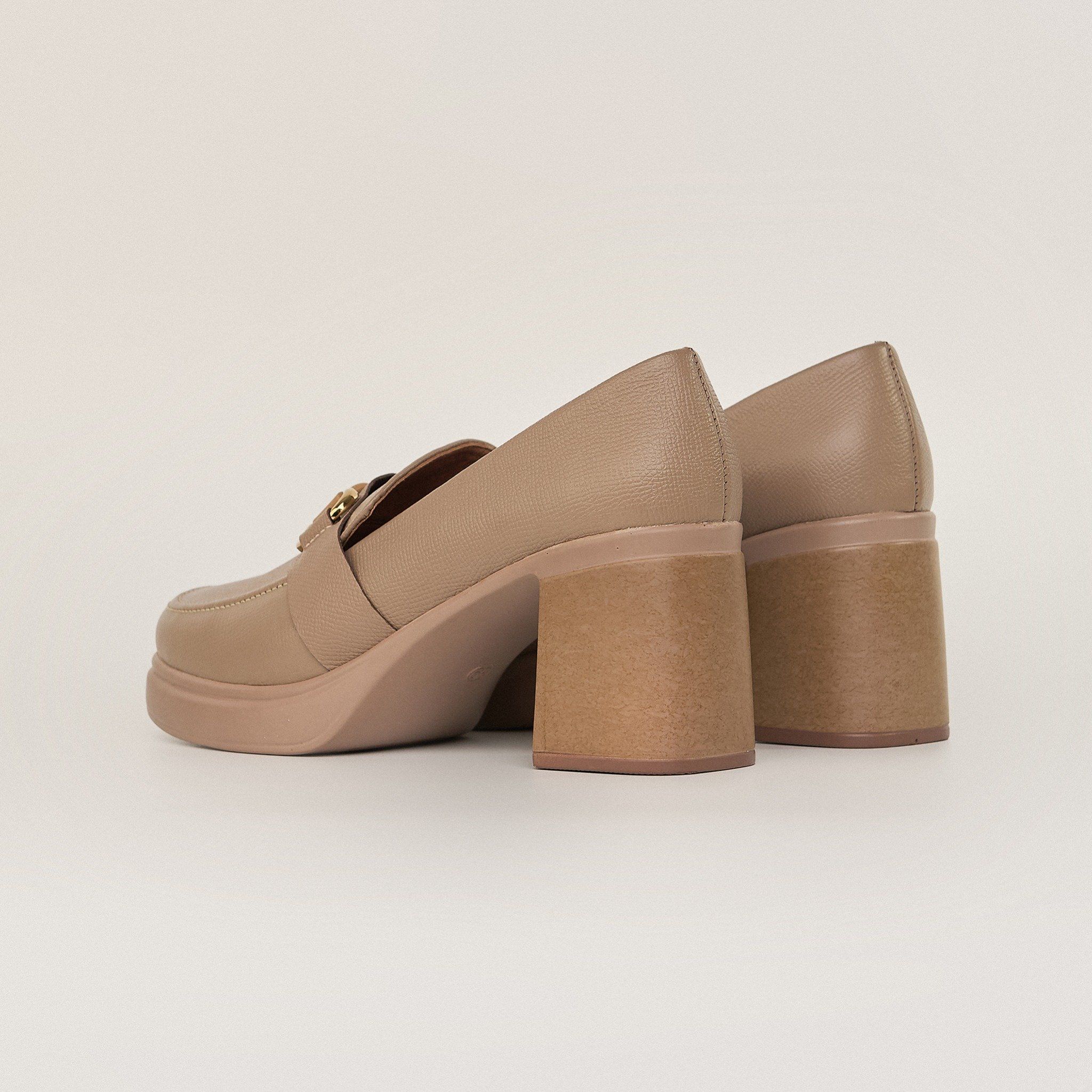  Giày Moccasin Nữ Trơn Nâu 19M.1 