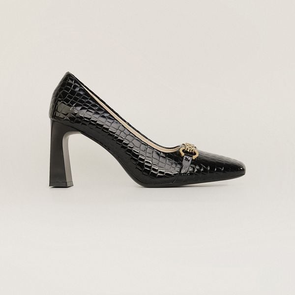  Giày Cao Gót Nữ Vân Bóng Đen 19A.18 