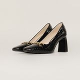  Giày Cao Gót Nữ Vân Bóng Đen 19A.18 