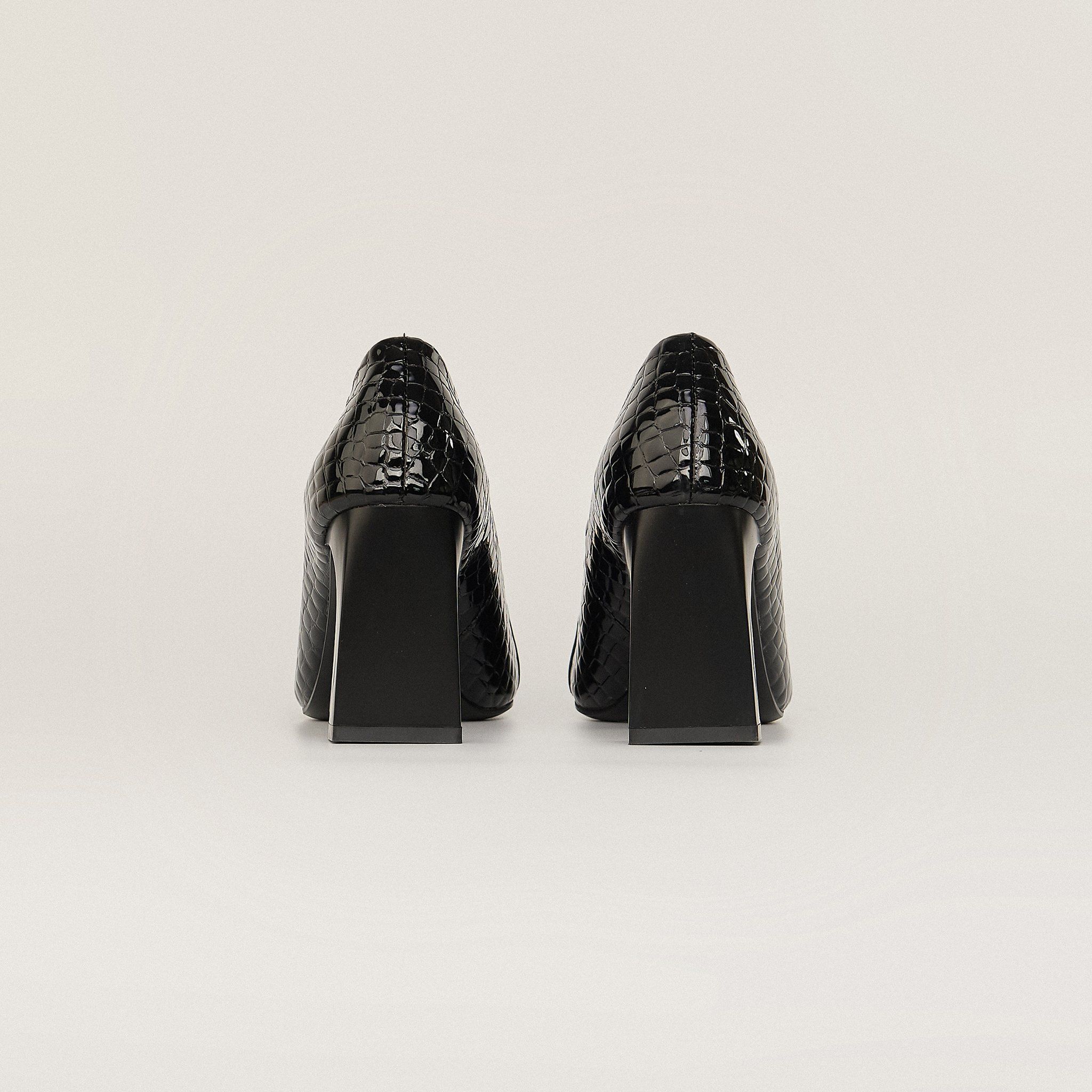  Giày Cao Gót Nữ Vân Bóng Đen 19A.18 