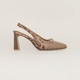  Giày Cao Gót Nữ Vân Nâu 19N.12 