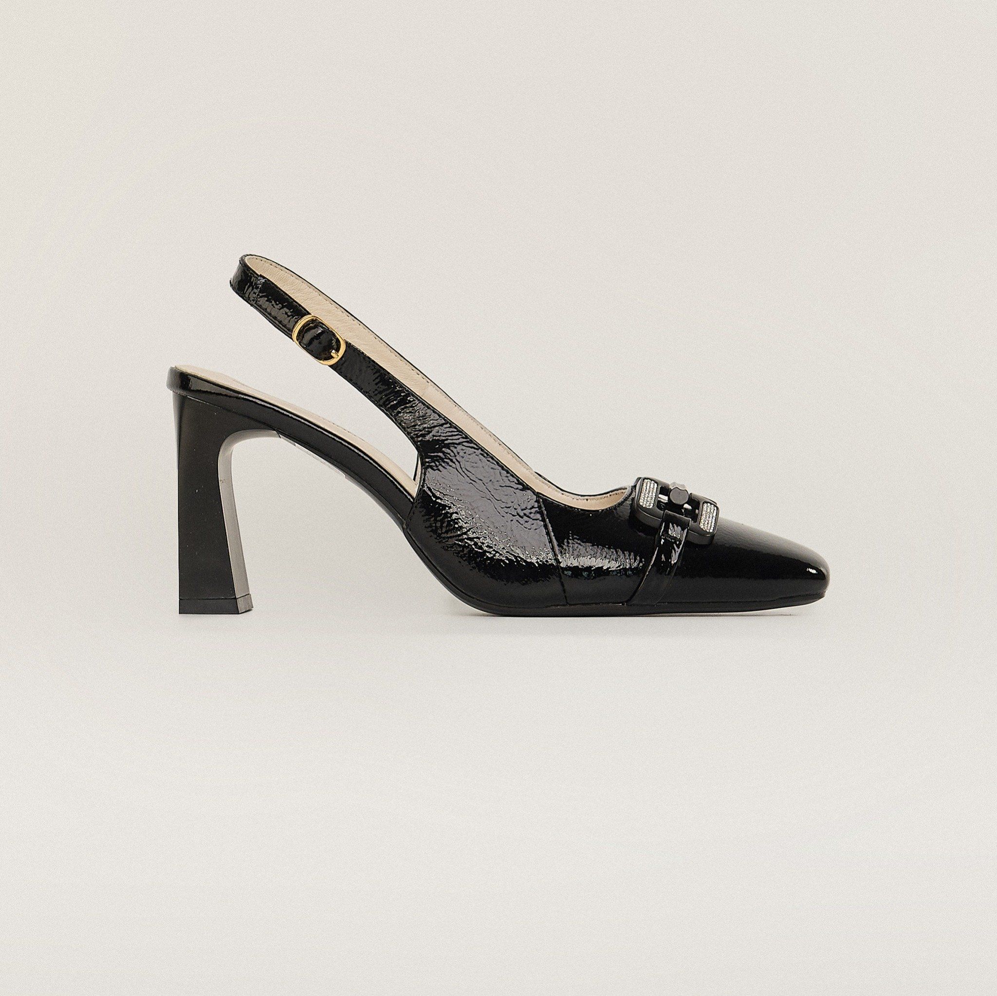  Giày Cao Gót Nữ Trơn Bóng Đen 19A.14 