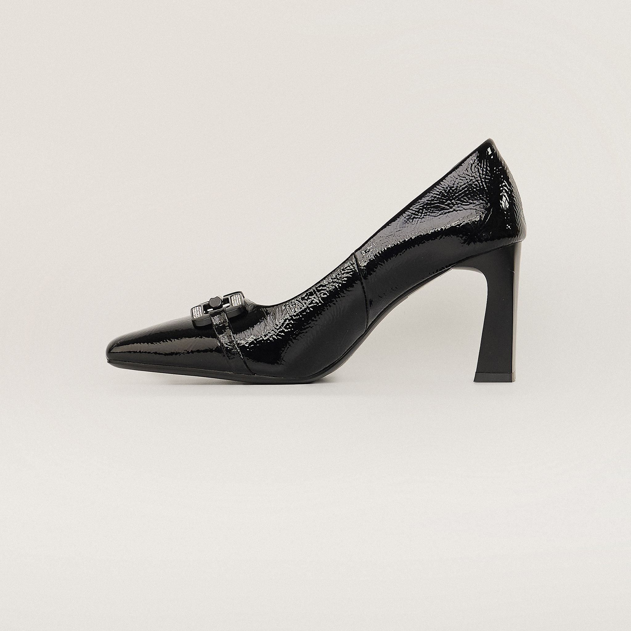  Giày Cao Gót Nữ Bóng Trơn Đen 19A.15 