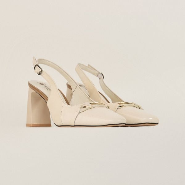  Giày Cao Gót Nữ Trơn Bóng Trắng 19N.11 