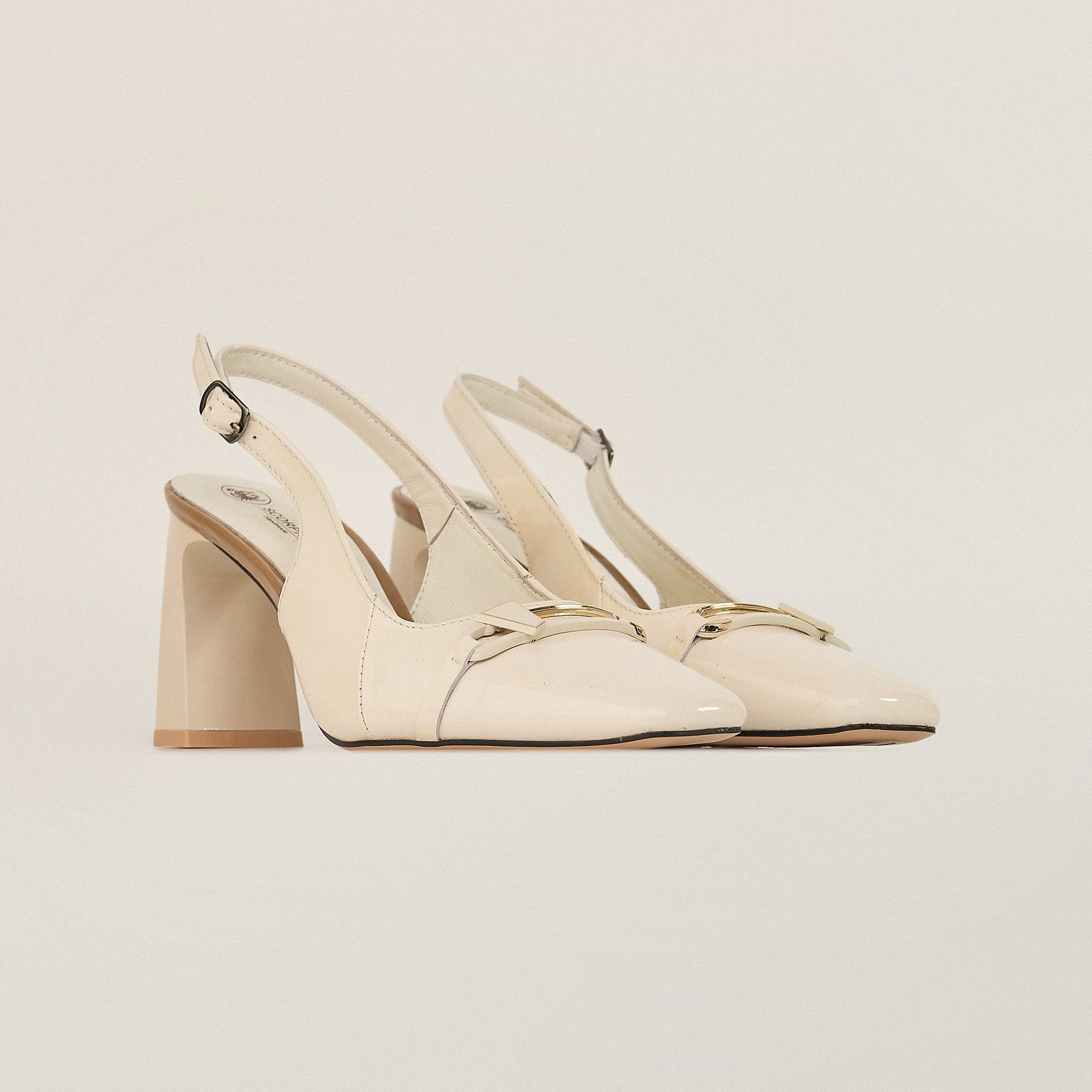  Giày Cao Gót Nữ Trơn Bóng Trắng 19N.11 