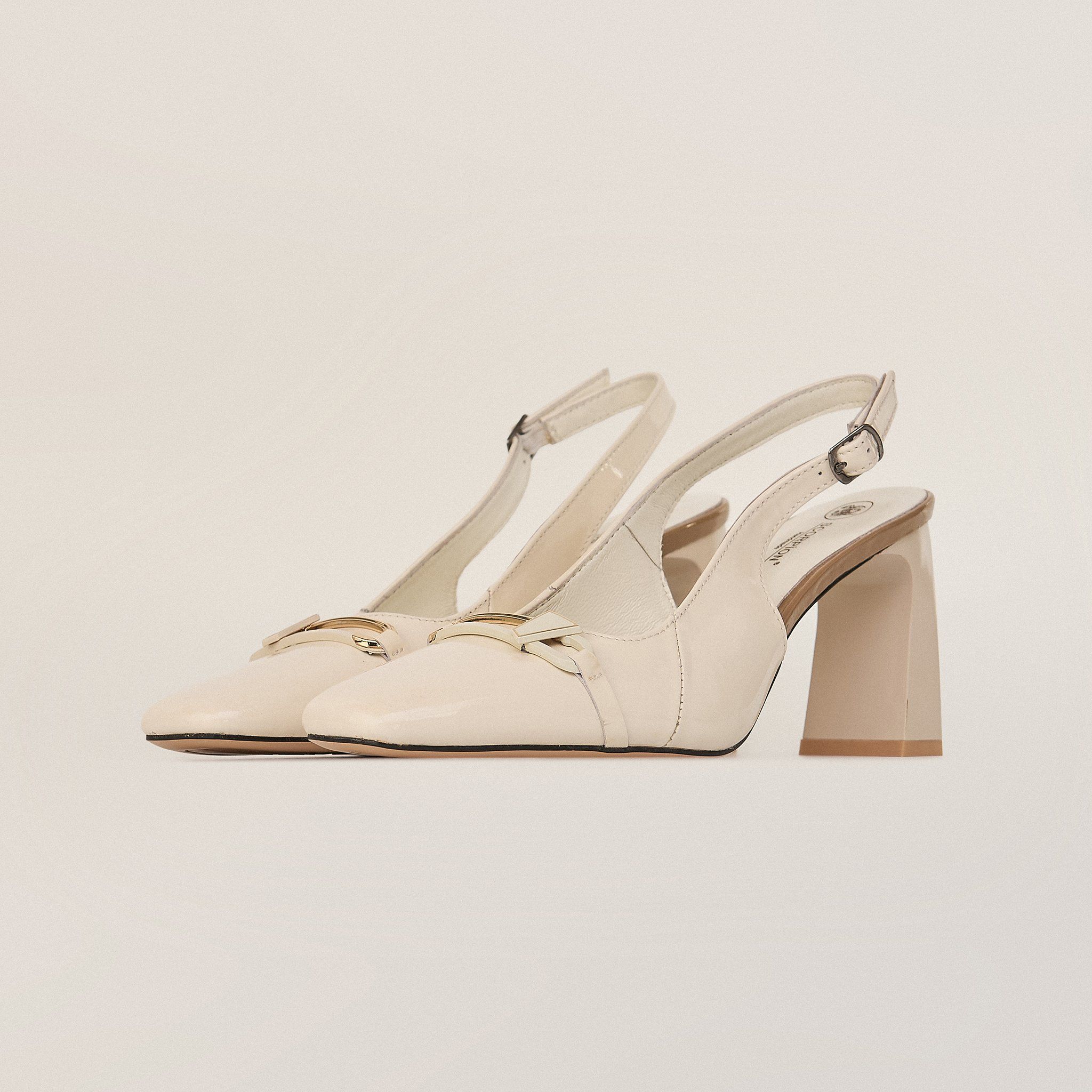  Giày Cao Gót Nữ Trơn Bóng Trắng 19N.11 