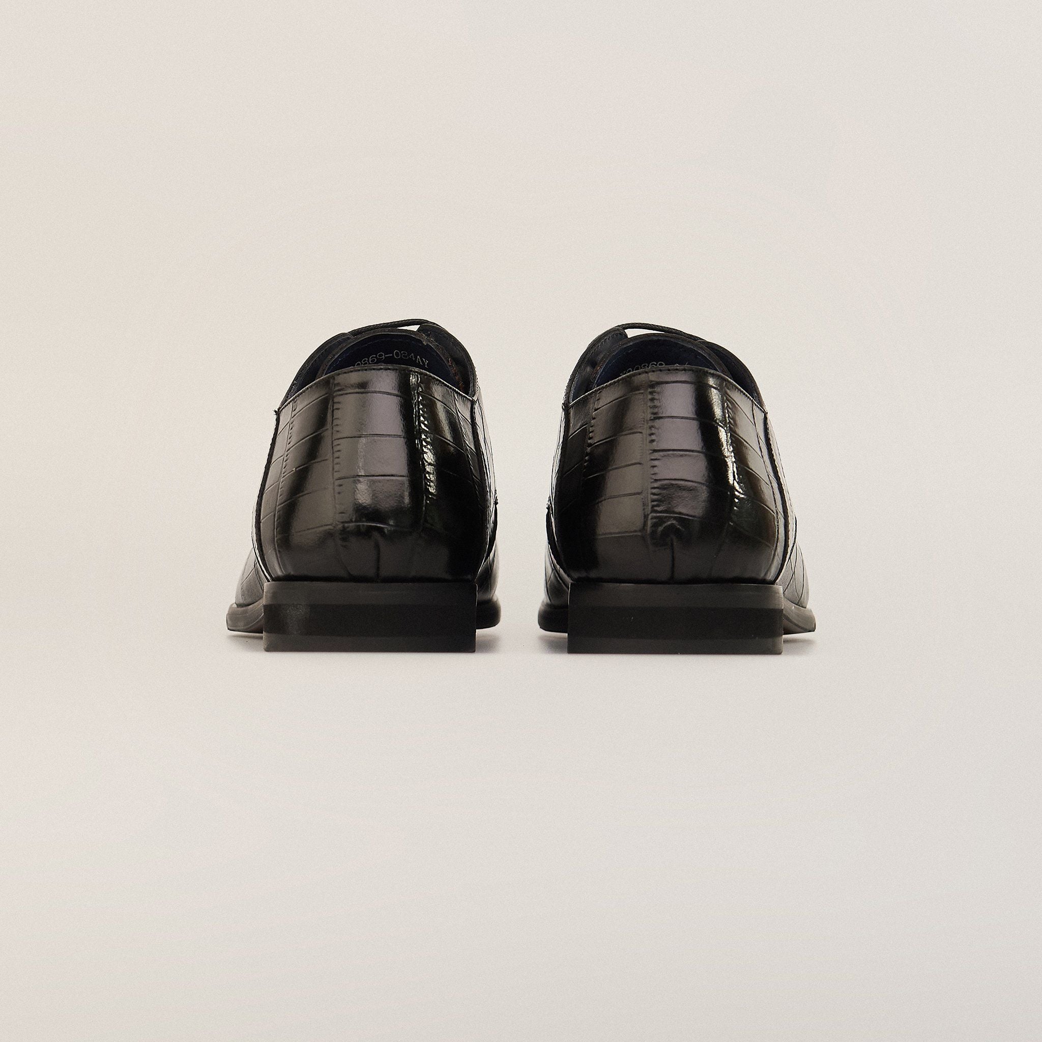  Giày Da Nam Buộc Dây Da Vân Đen 28G.25 