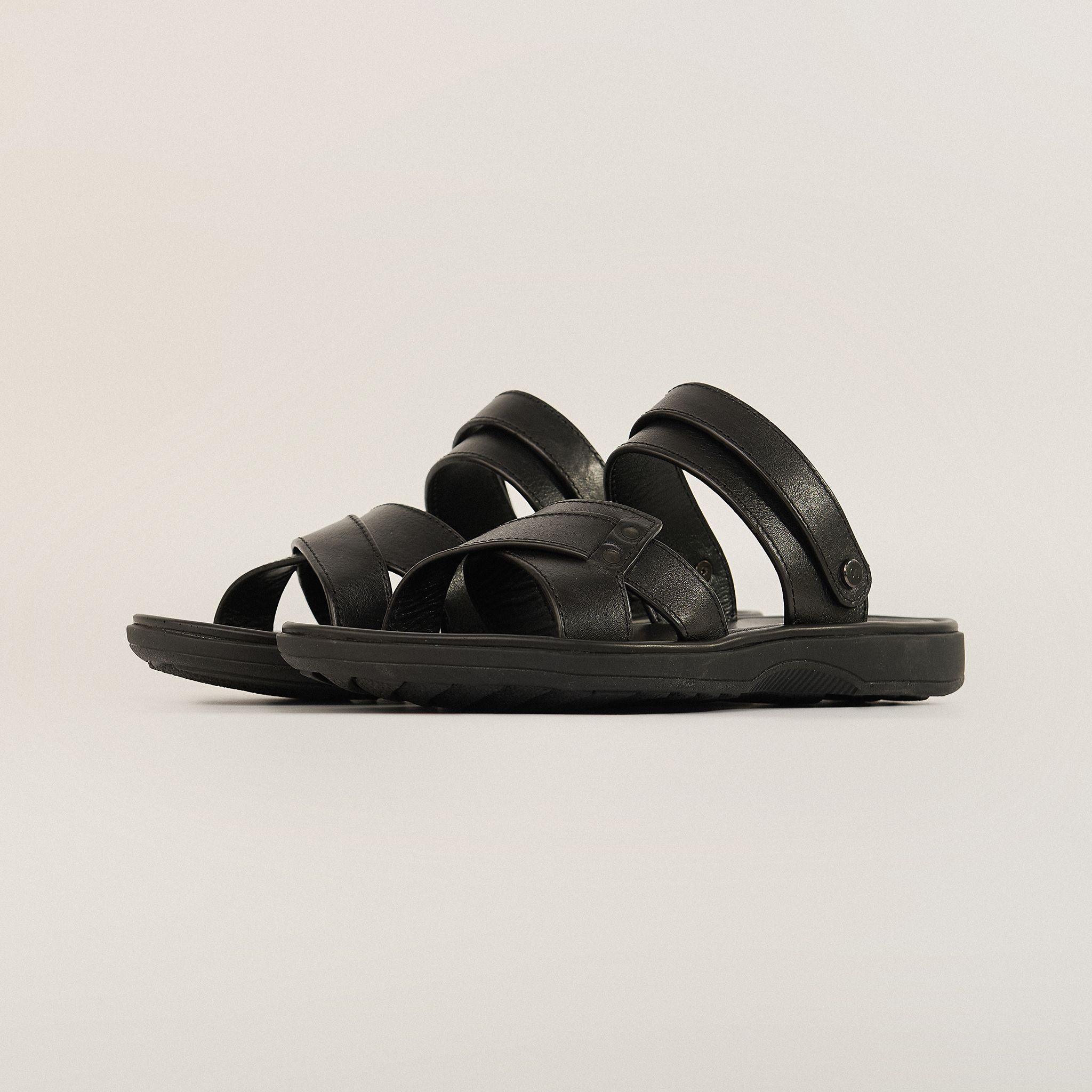  Sandal Da Nam Có Quai Trơn Đen 335.1 