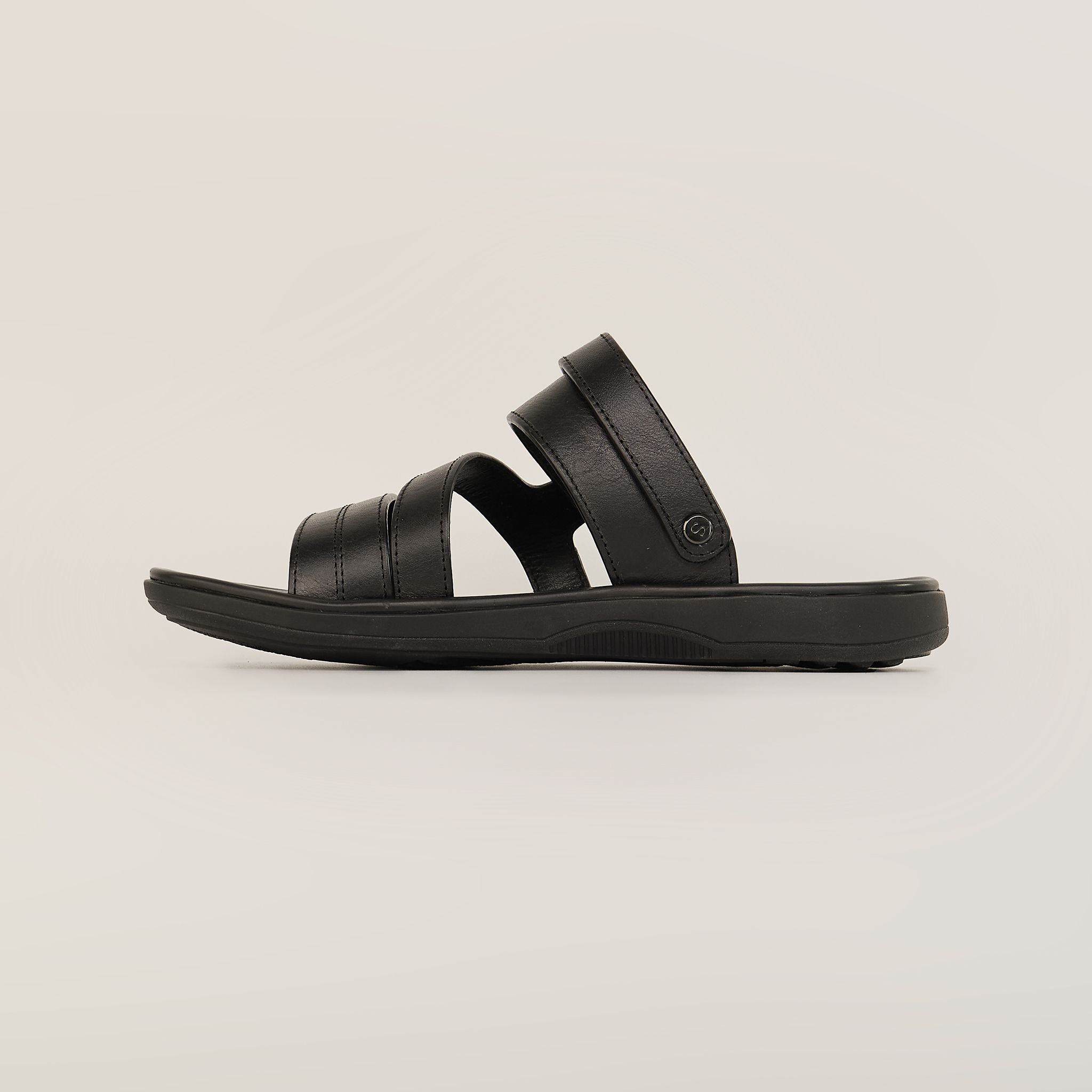  Sandal Da Nam Có Quai Trơn Đen 335.5 