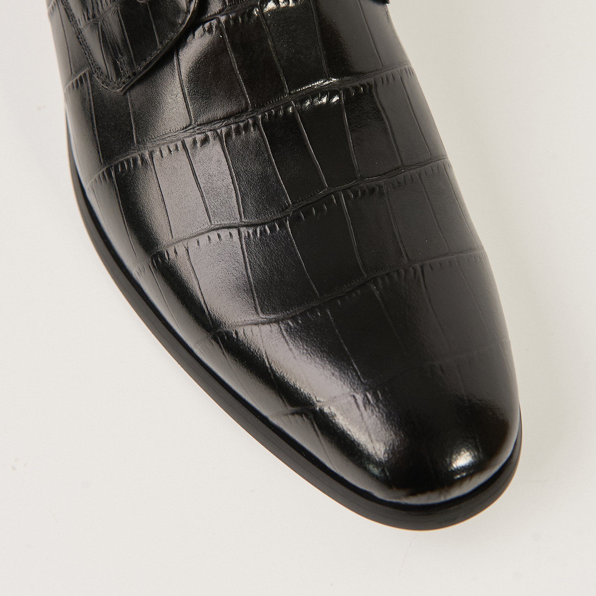  Giày Da Nam Buộc Dây Da Vân Đen 28G.25 