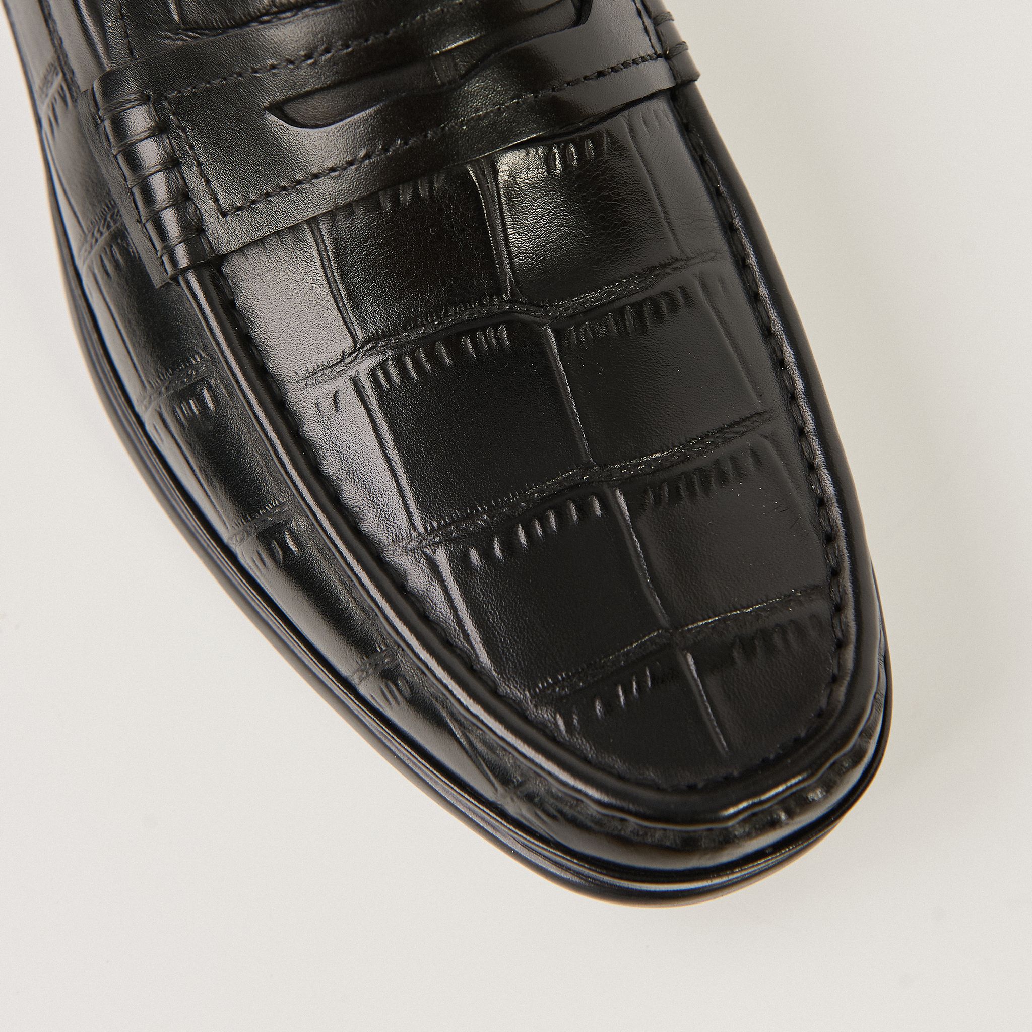  Giày Moccasin Nam Da Vân Đen 28G.23 