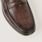  Giày Moccasin Nam Da Vân Nâu 28G.24 