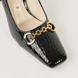  Giày Cao Gót Nữ Vân Bóng Đen 19A.18 