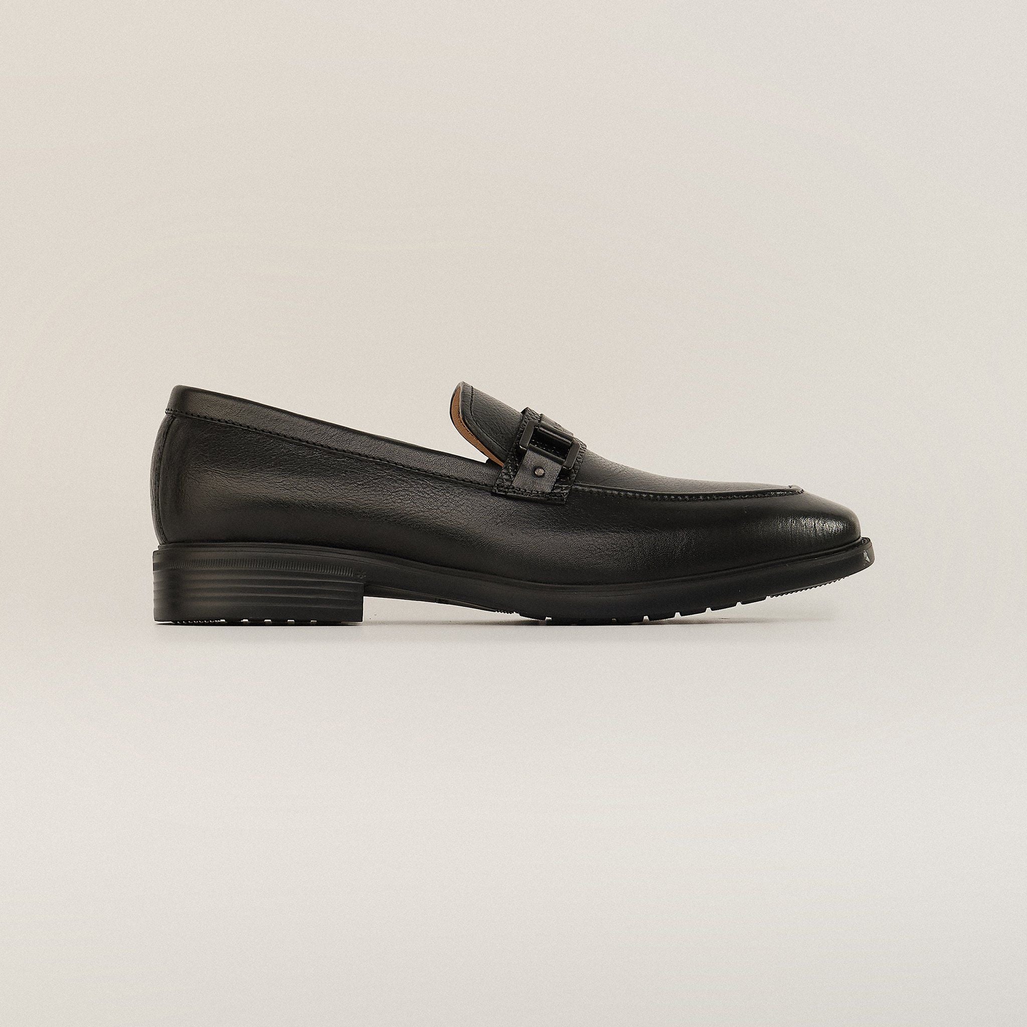  Giày Loafer Nam Trơn Đen 28MC.31 