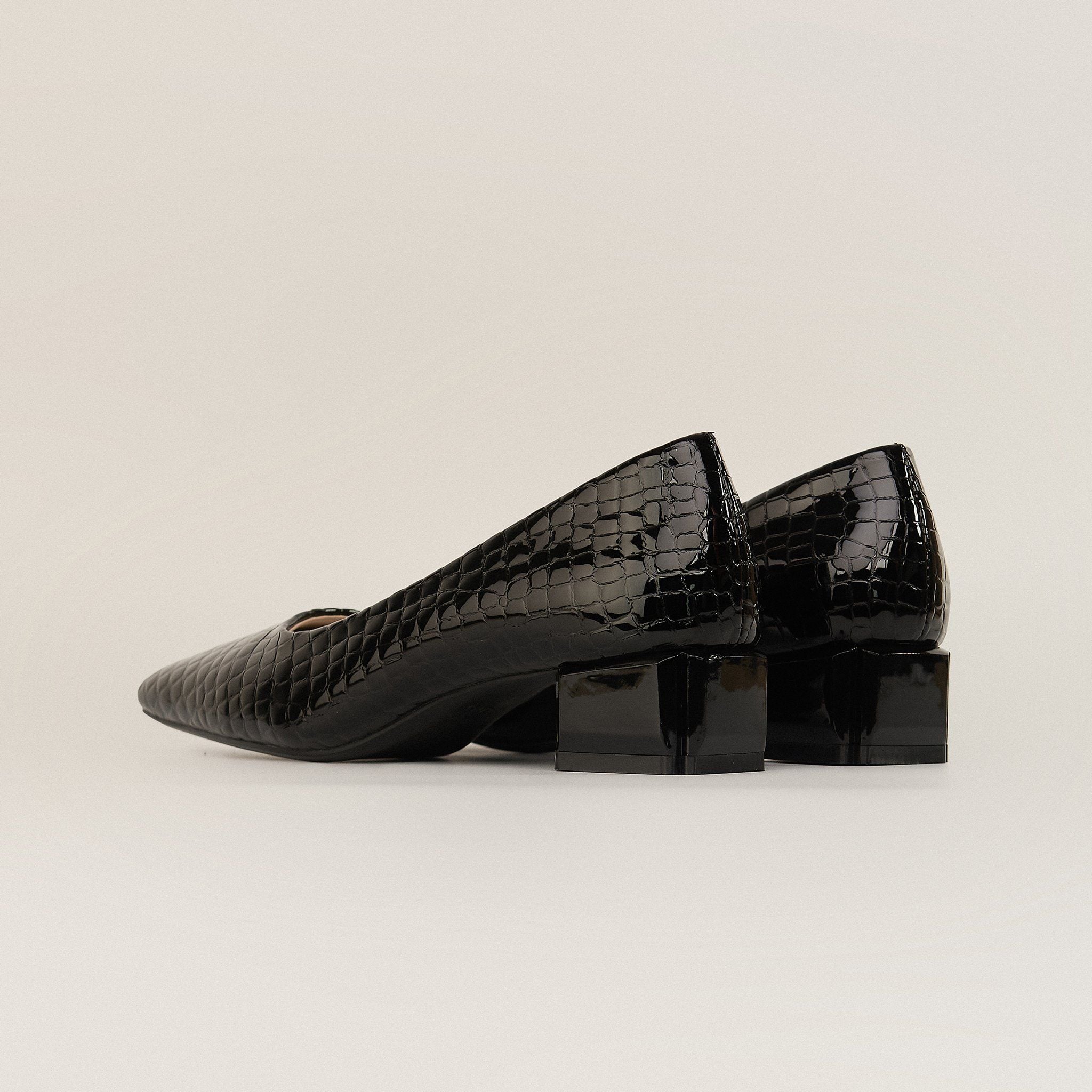  Giày Cao Gót Nữ Trơn Bóng Đen 19E.1 