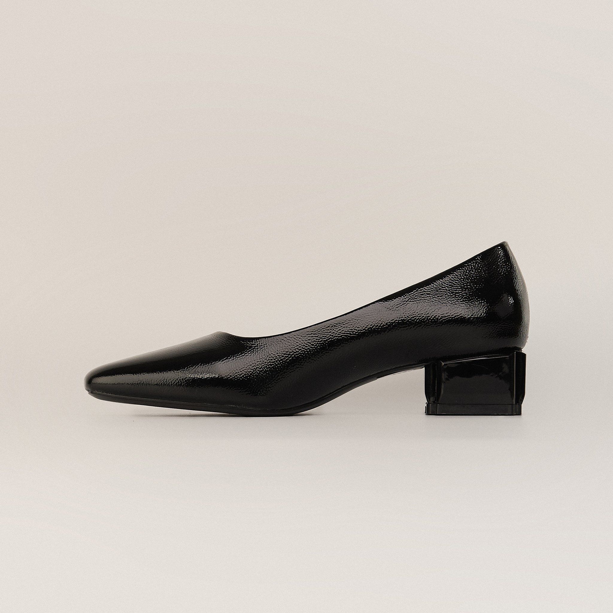  Giày Cao Gót Nữ Trơn Bóng Đen 19E.3 