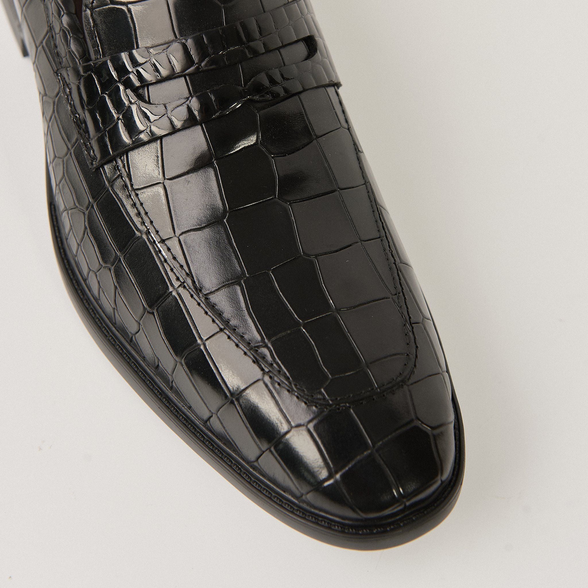  Giày Loafer Nam Bóng Vân Đen 28MC.32 