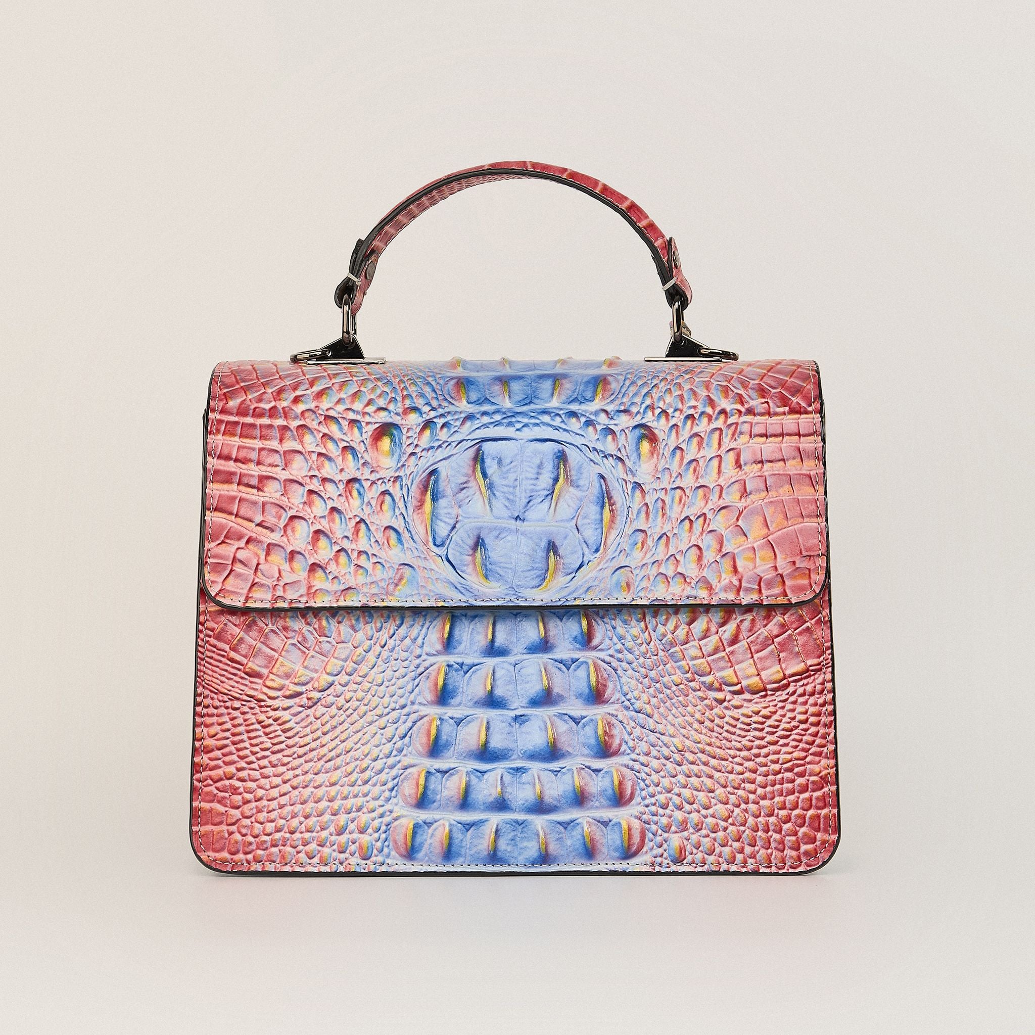  Túi Xách Nữ Da Vân Cá Sấu Xanh Hồng 26H.22 