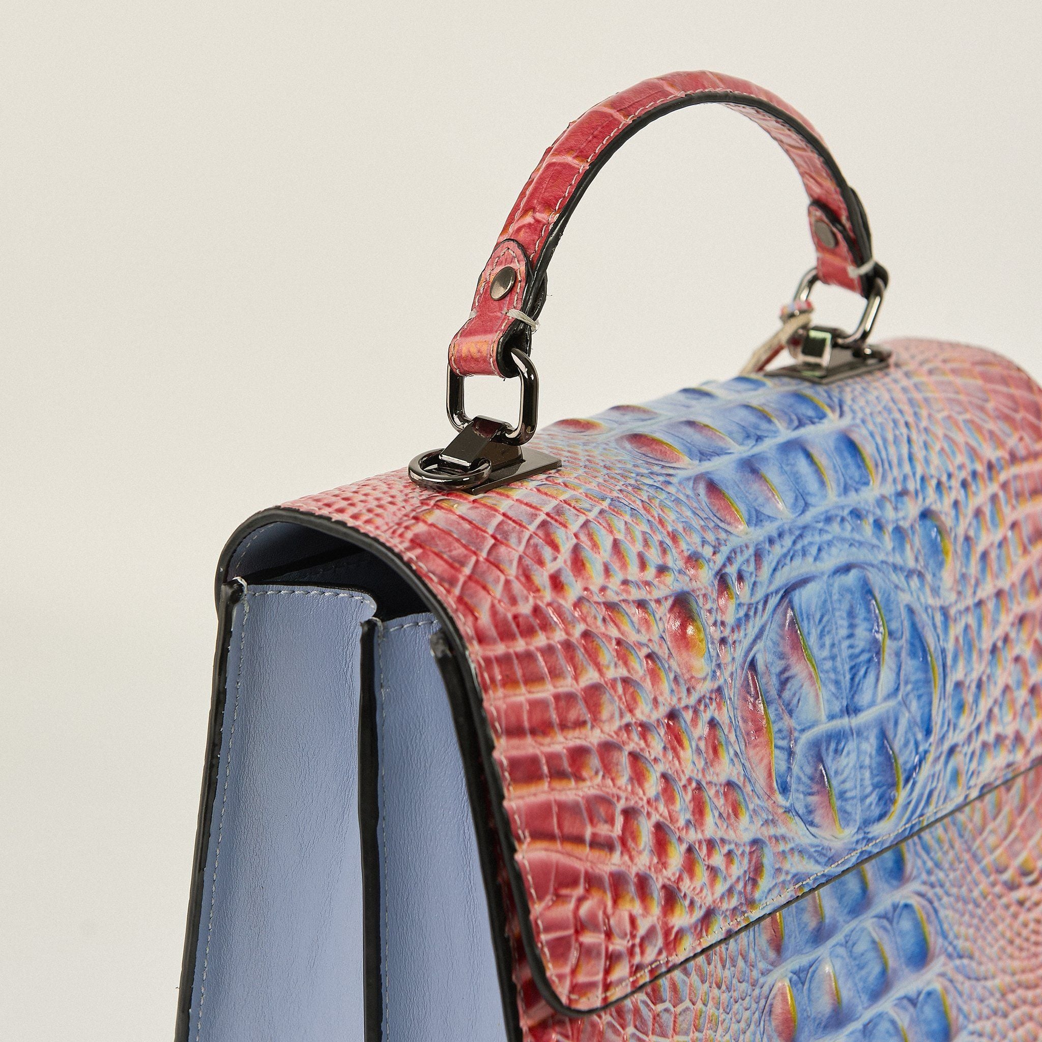  Túi Xách Nữ Da Vân Cá Sấu Xanh Hồng 26H.22 