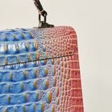  Túi Xách Nữ Da Vân Cá Sấu Xanh Hồng 26H.22 