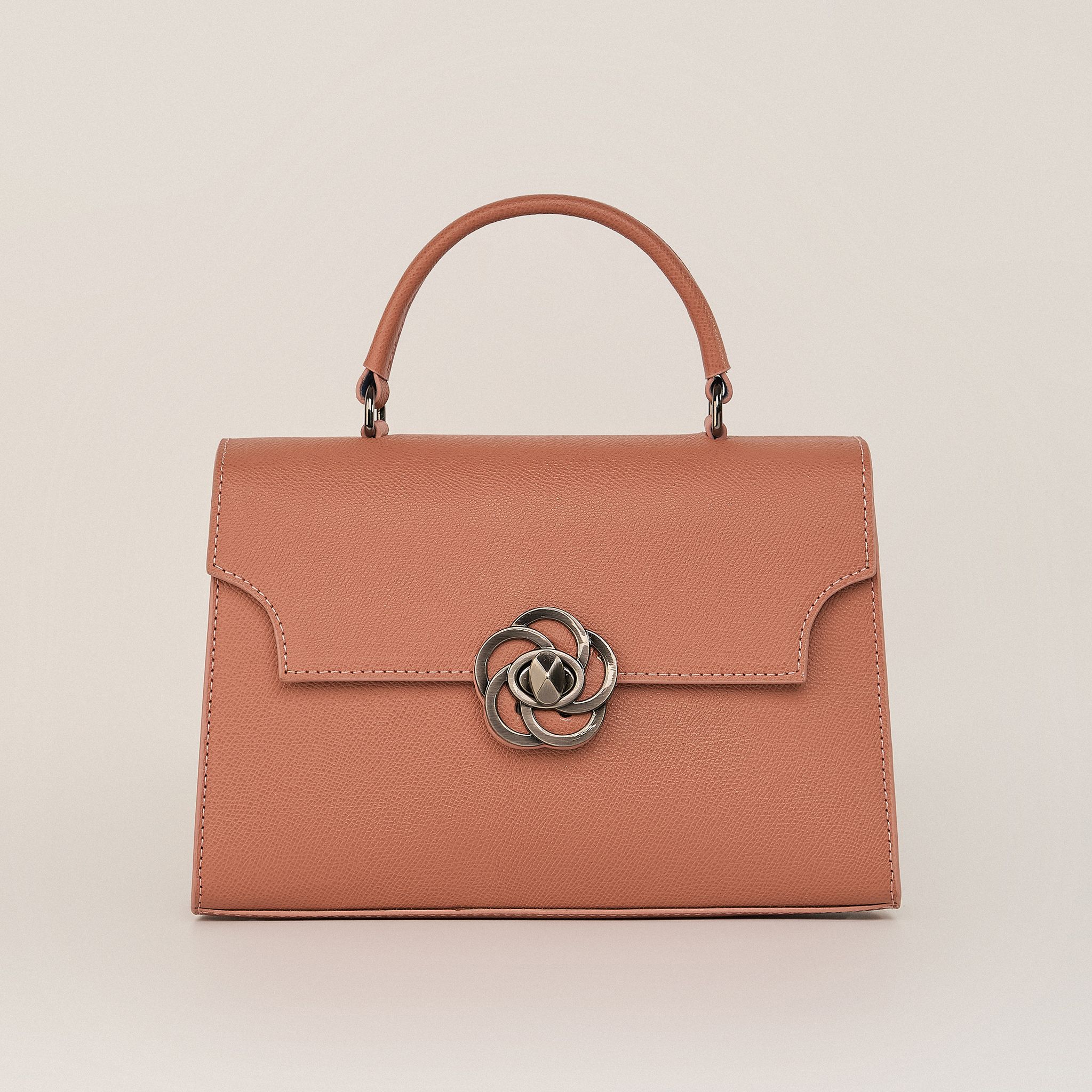  Túi Xách Nữ Da Vân Hồng Cam 26DG.56 