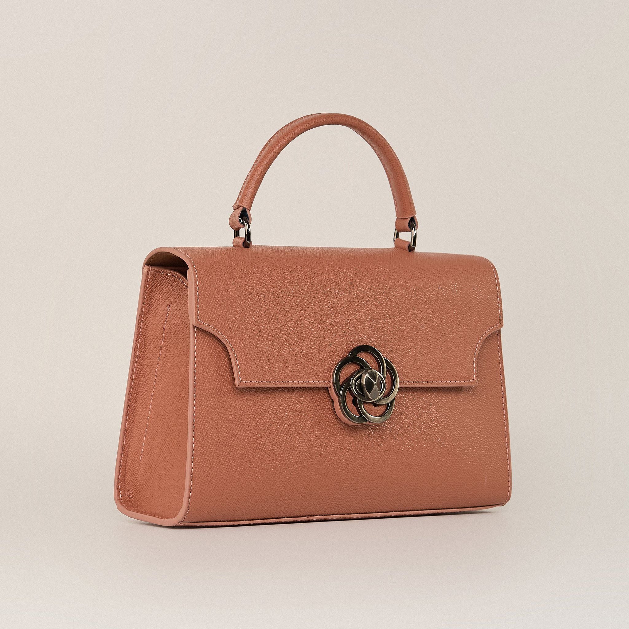  Túi Xách Nữ Da Vân Hồng Cam 26DG.56 