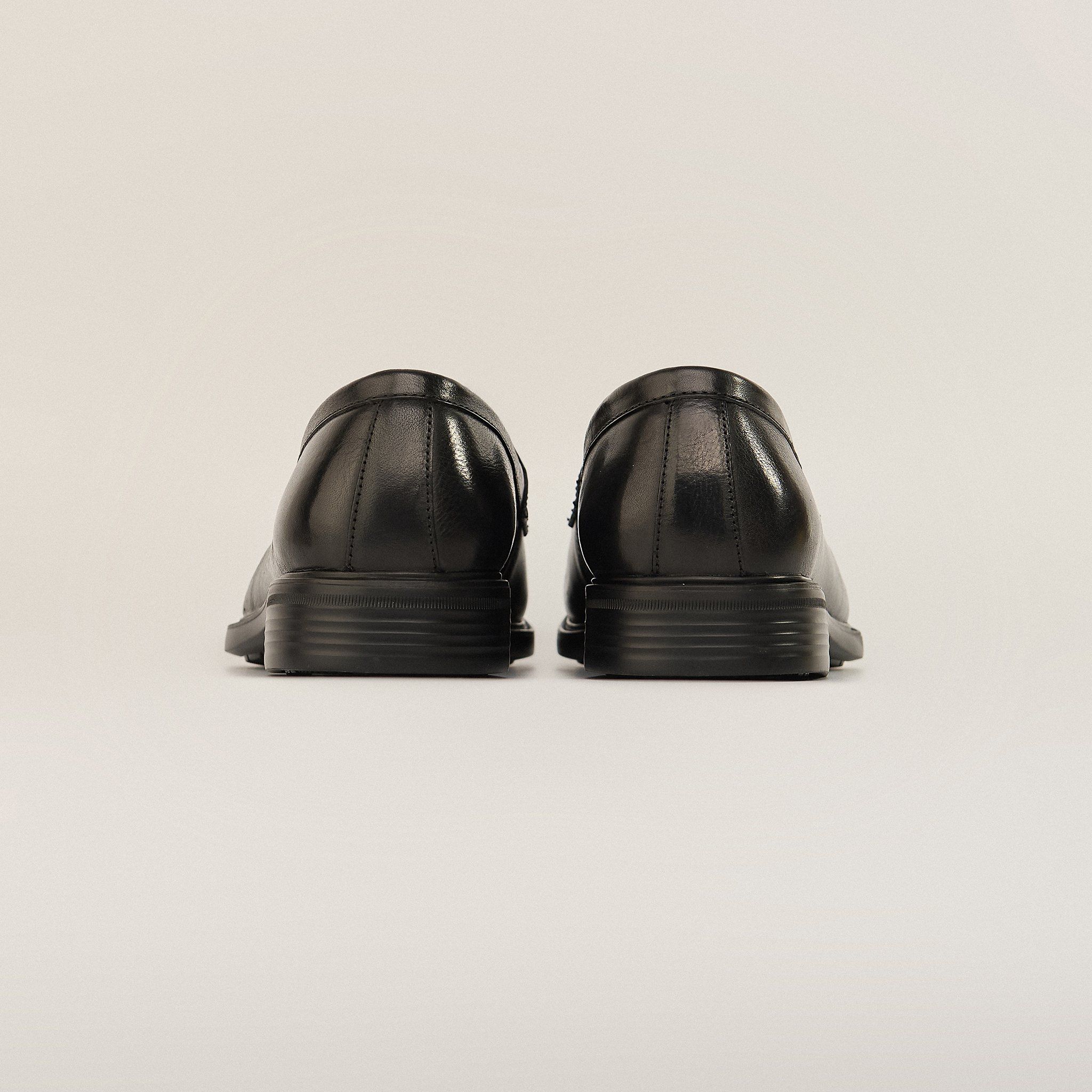  Giày Loafer Nam Trơn Đen 28MC.35 