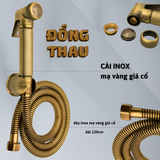 Bộ vòi xịt ĐỒNG thau đúc nguyên khối mạ vàng giả cổ sang trọng SANDRA