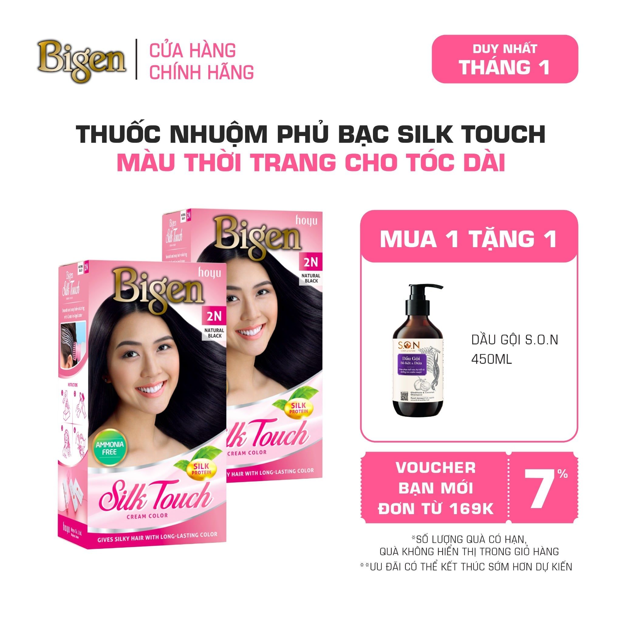  Combo 2 Thuốc Nhuộm Tóc Phủ Bạc Tại Nhà Bigen Silk Touch - Phủ Bạc Thảo Dược, Màu Thời Trang, Dưỡng Tóc Mềm Mượt 