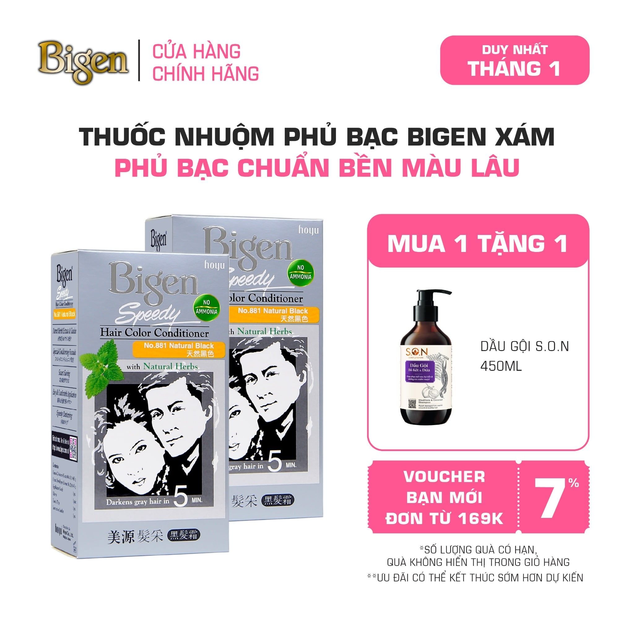  Combo 2 Thuốc Nhuộm Tóc Phủ Bạc Tại Nhà Bigen Xám - Phủ Bạc Thảo Dược, Dưỡng Tóc Mềm Mượt 80ml 
