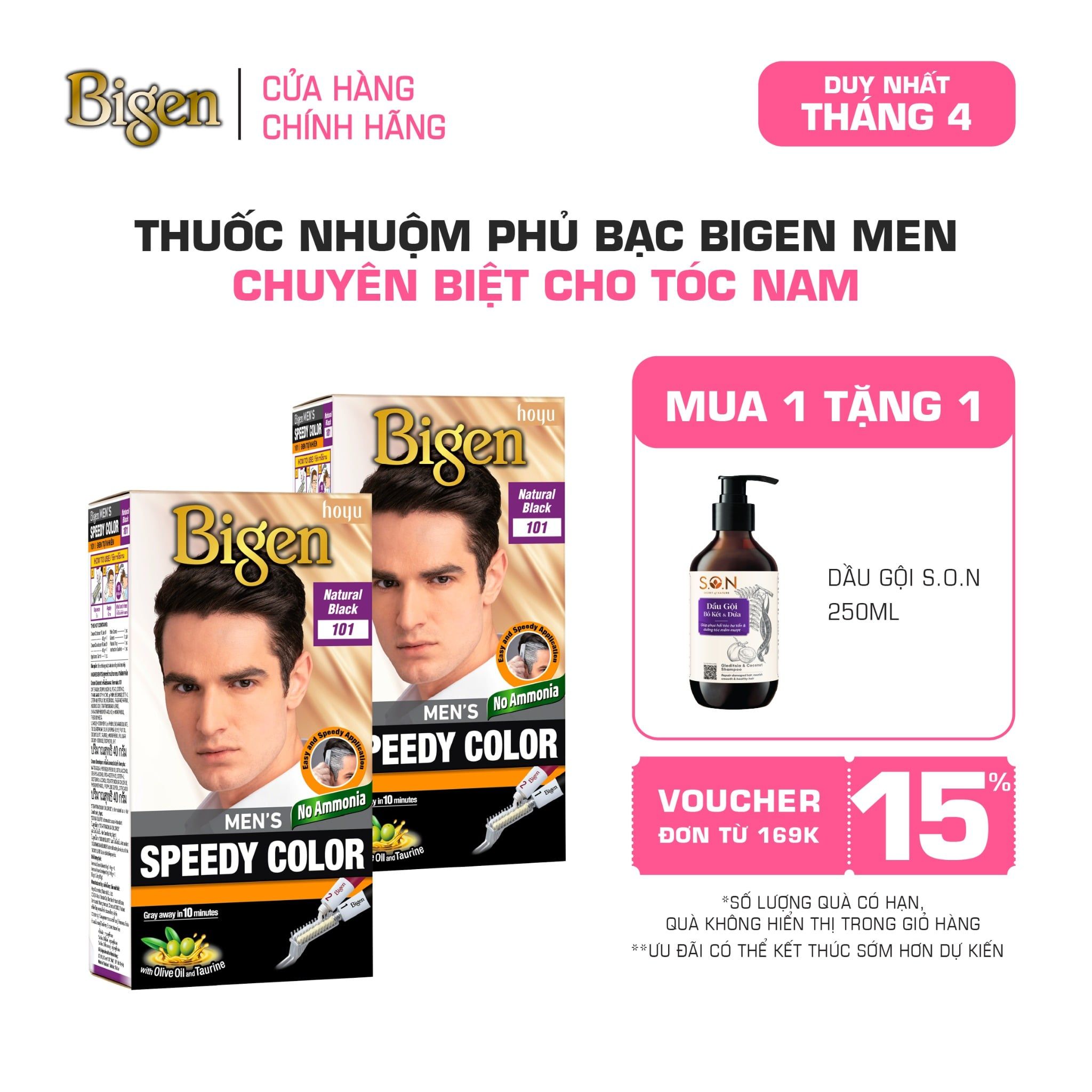  Combo 2 Thuốc Nhuộm Tóc Phủ Bạc Nam Tại Nhà Bigen Men - Phủ Bạc Thảo Dược, Dưỡng Tóc Mềm Mượt 80ml 
