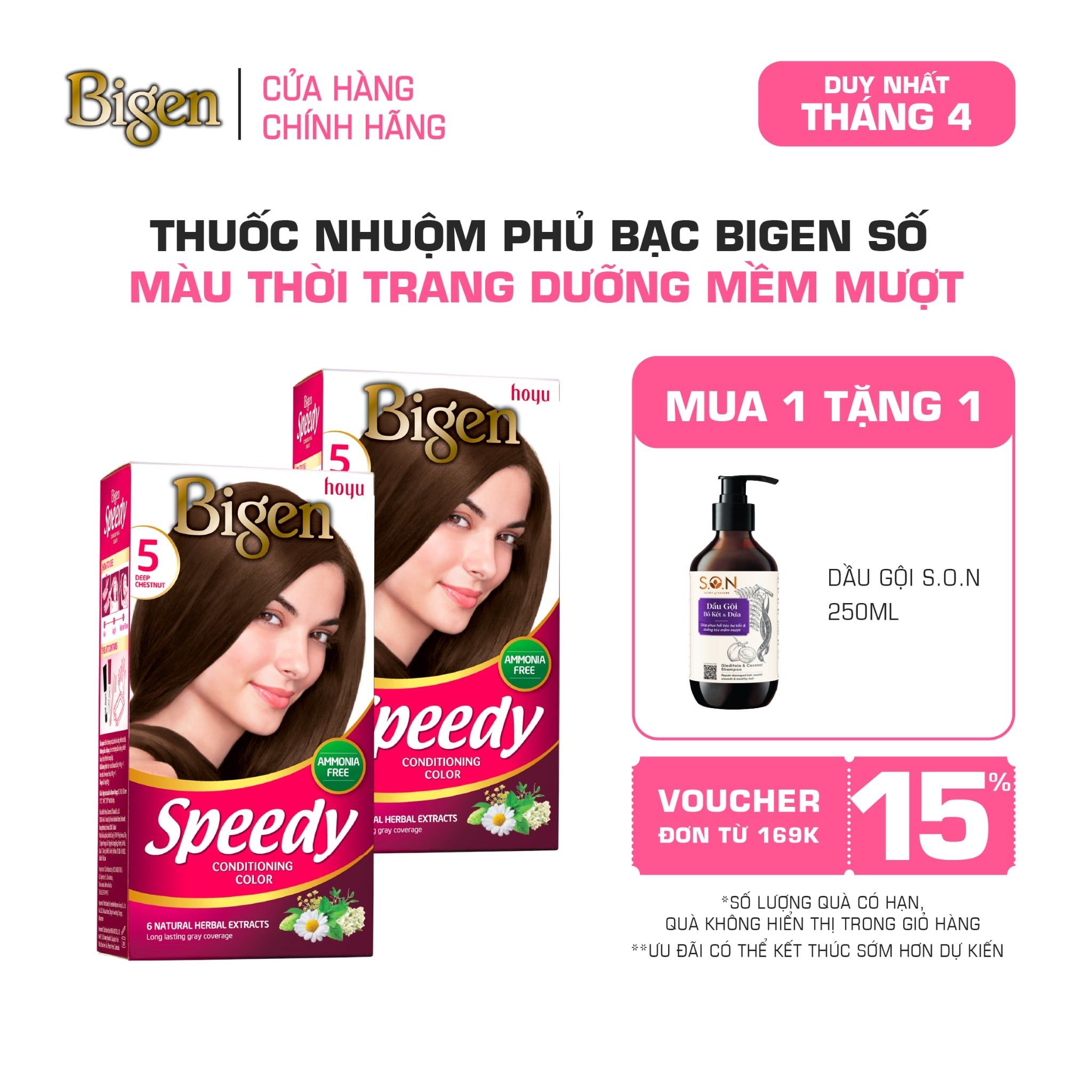  Combo 2 Thuốc Nhuộm Tóc Phủ Bạc Tại Nhà Bigen Số - Phủ Bạc Thảo Dược, Màu Thời Trang 80ml 