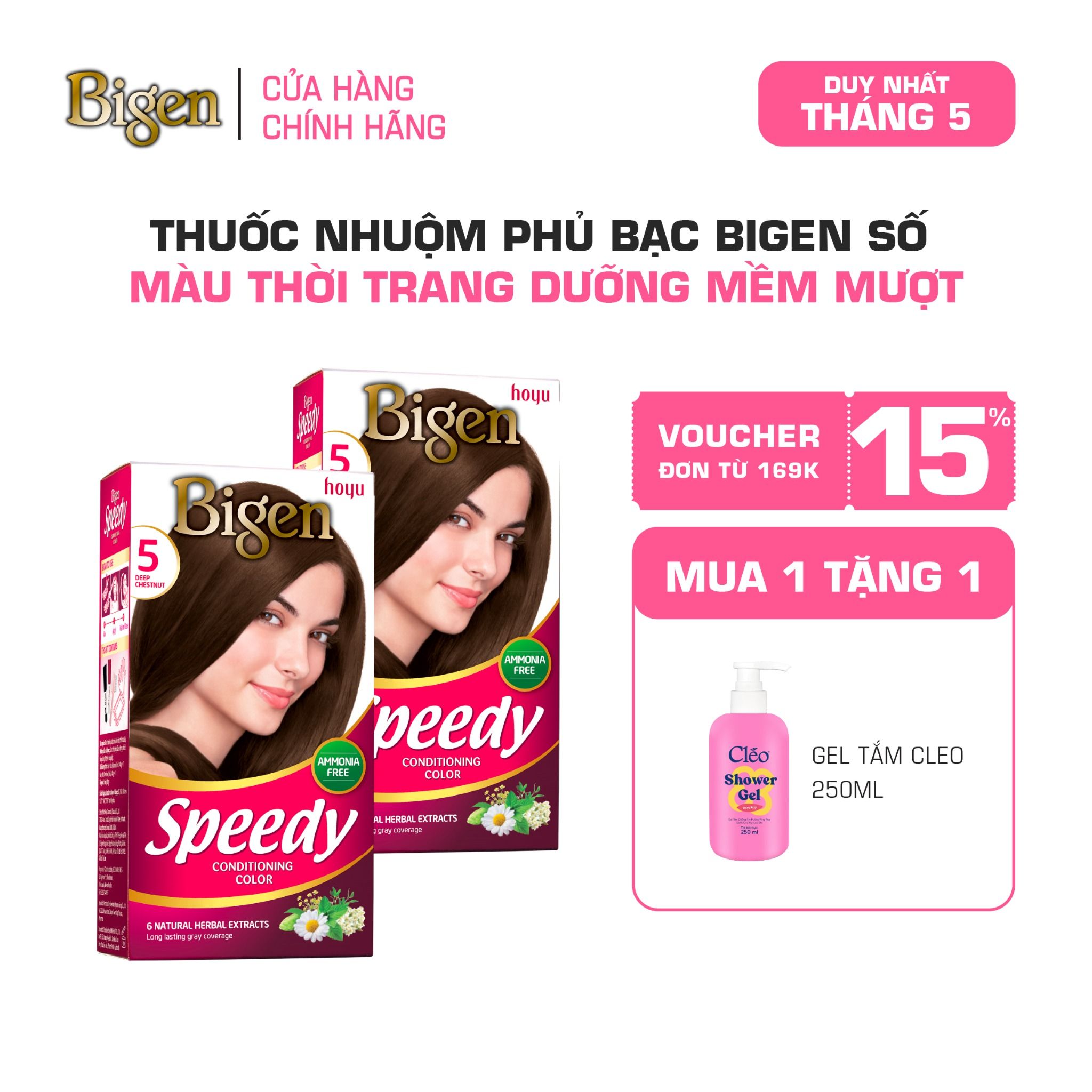  Combo 2 Thuốc Nhuộm Tóc Phủ Bạc Tại Nhà Bigen Số - Phủ Bạc Thảo Dược, Màu Thời Trang 80ml 