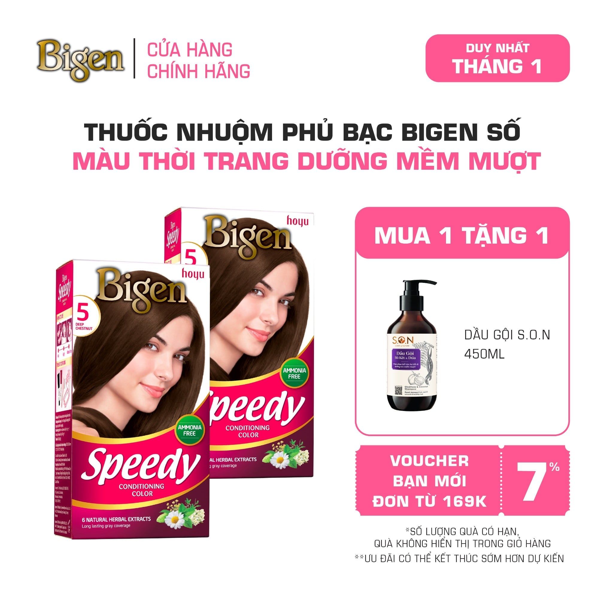  Combo 2 Thuốc Nhuộm Tóc Phủ Bạc Tại Nhà Bigen Số - Phủ Bạc Thảo Dược, Màu Thời Trang 80ml 
