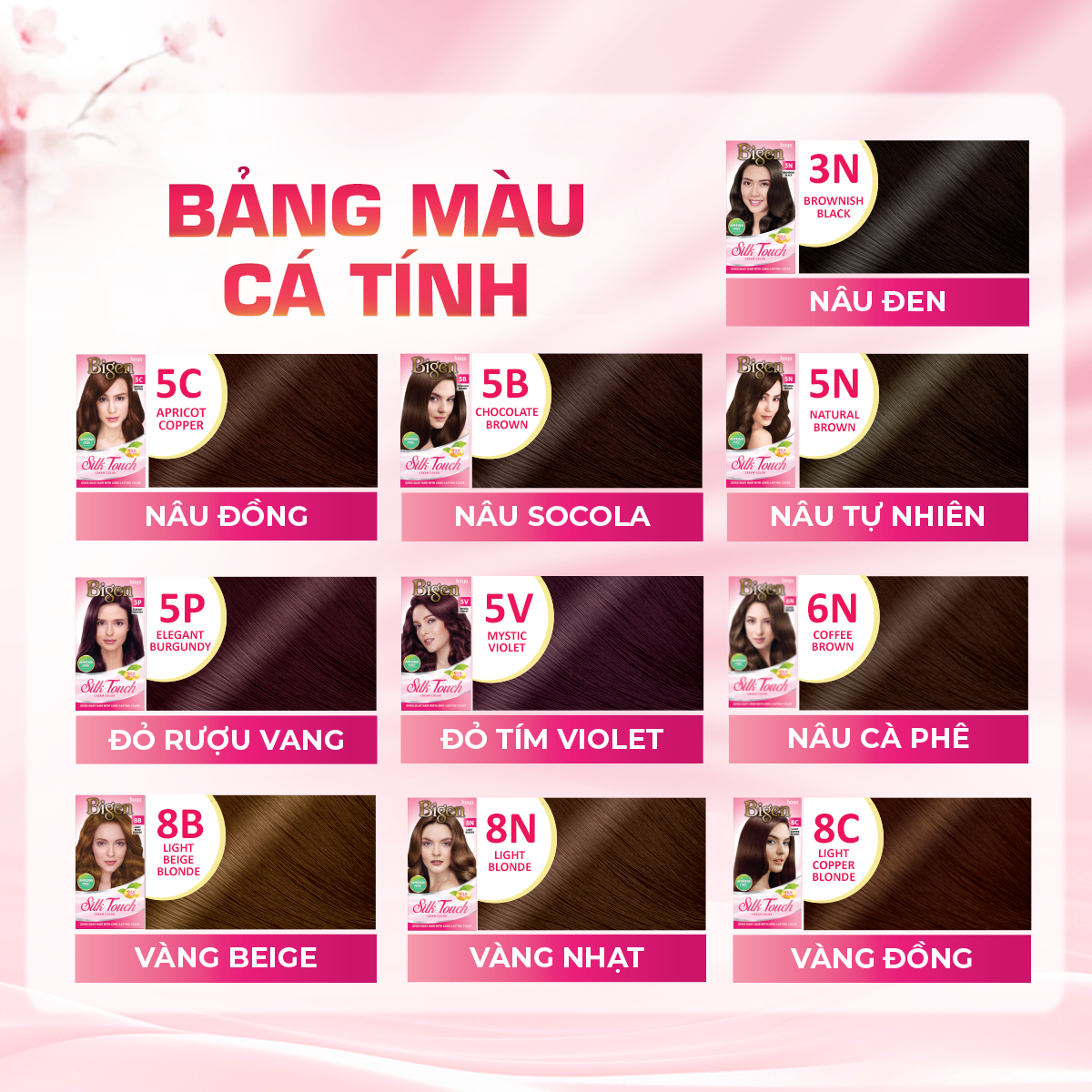  Thuốc Nhuộm Tóc Phủ Bạc Tại Nhà Bigen Silk Touch - Phủ Bạc Thảo Dược, Màu Thời Trang, Dưỡng Tóc Mềm Mượt 135ml 