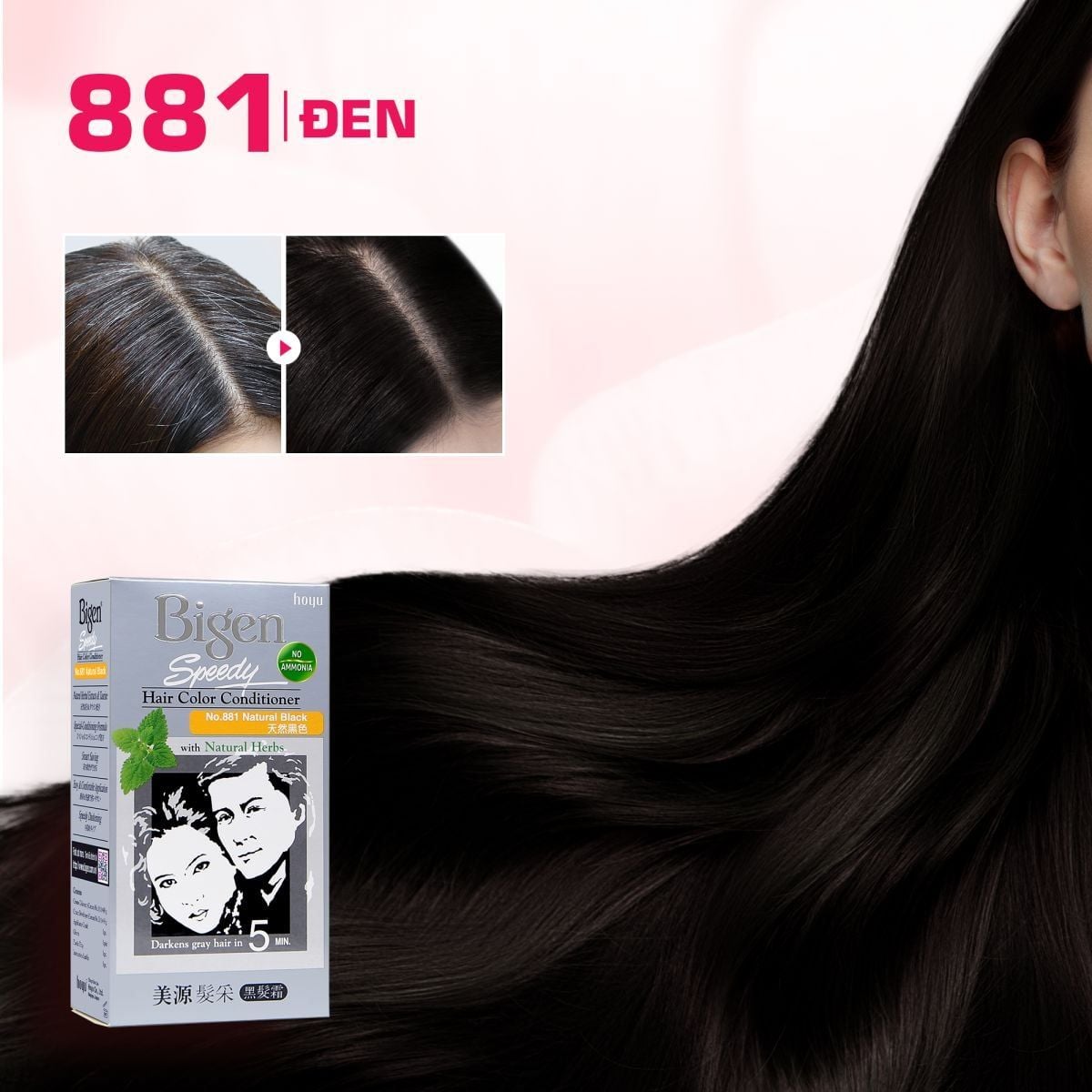  Combo 2 Thuốc Nhuộm Tóc Phủ Bạc Tại Nhà Bigen Xám - Phủ Bạc Thảo Dược, Dưỡng Tóc Mềm Mượt 80ml 