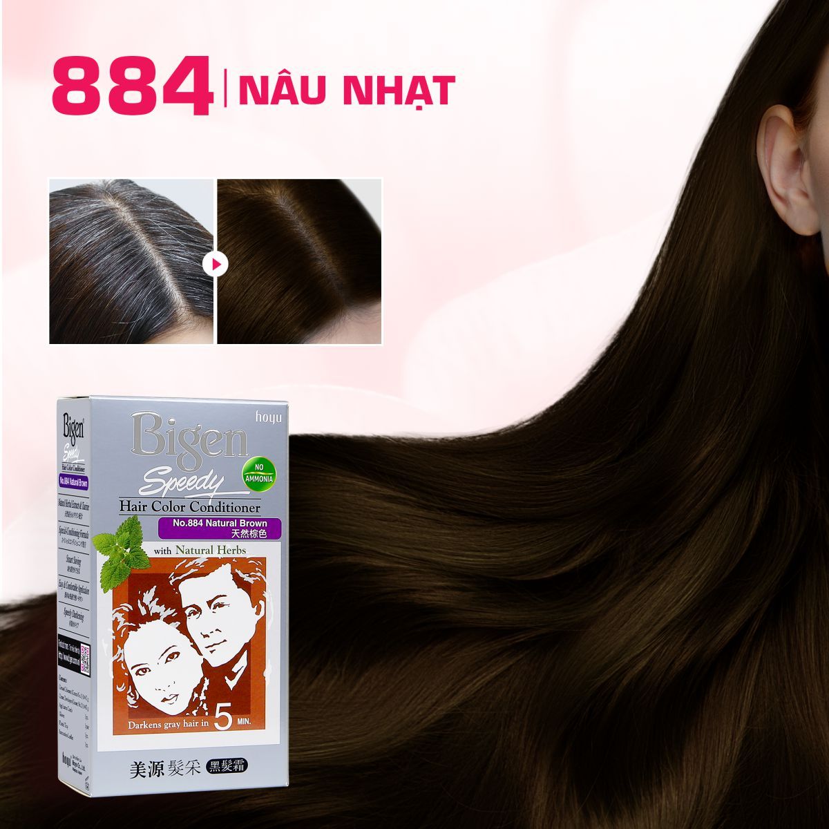  Combo 2 Thuốc Nhuộm Tóc Phủ Bạc Tại Nhà Bigen Xám - Phủ Bạc Thảo Dược, Dưỡng Tóc Mềm Mượt 80ml 