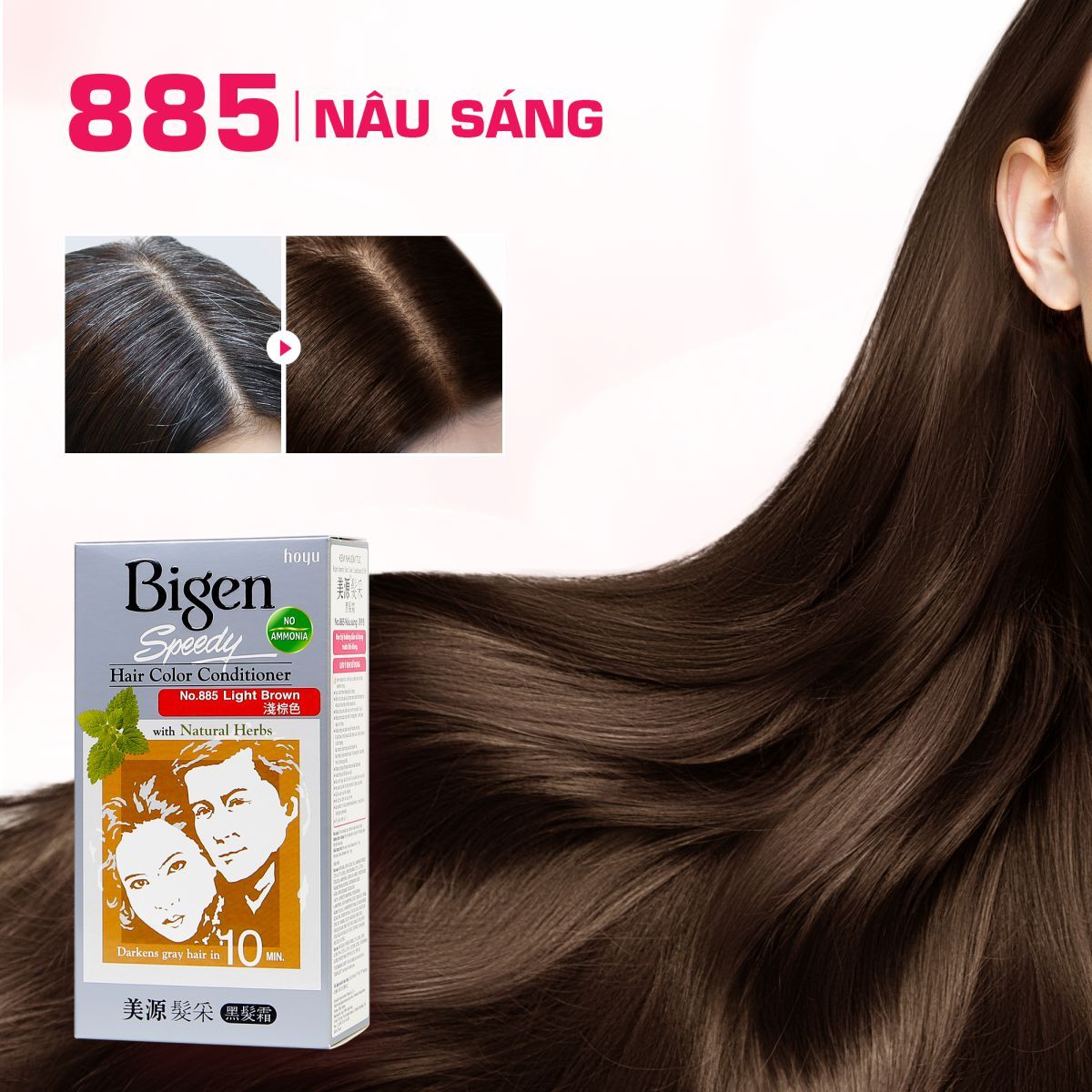 Combo 2 Thuốc Nhuộm Tóc Phủ Bạc Tại Nhà Bigen Xám - Phủ Bạc Thảo Dược, Dưỡng Tóc Mềm Mượt 80ml 