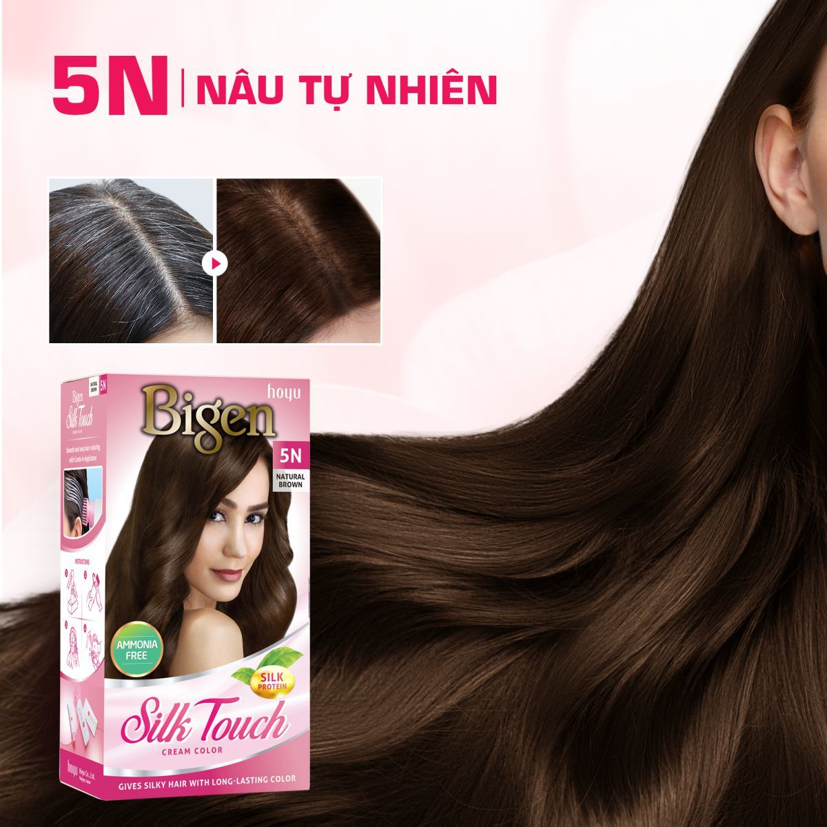  Combo 2 Thuốc Nhuộm Tóc Phủ Bạc Tại Nhà Bigen Silk Touch - Phủ Bạc Thảo Dược, Màu Thời Trang, Dưỡng Tóc Mềm Mượt 