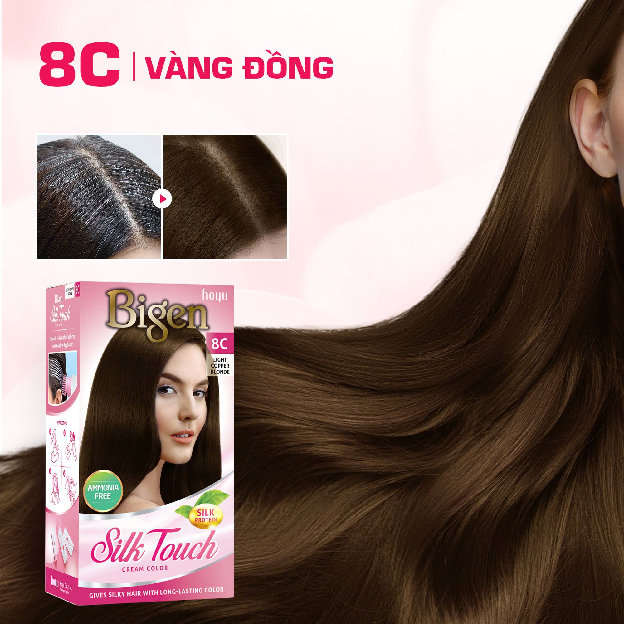  Combo 2 Thuốc Nhuộm Tóc Phủ Bạc Tại Nhà Bigen Silk Touch - Phủ Bạc Thảo Dược, Màu Thời Trang, Dưỡng Tóc Mềm Mượt 