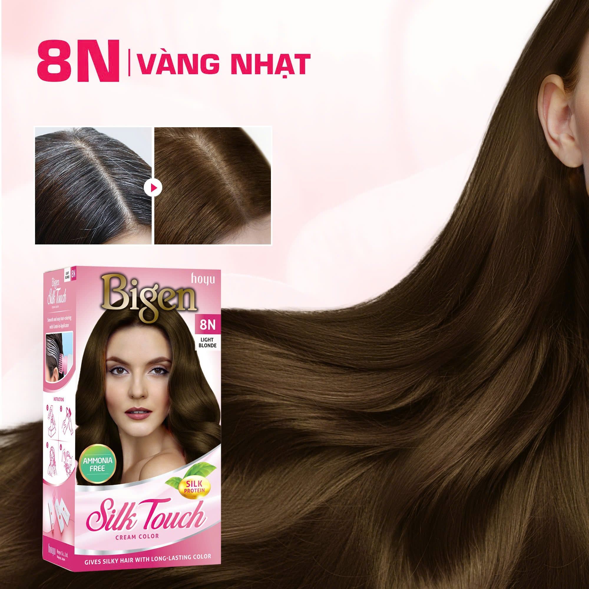  Thuốc Nhuộm Tóc Phủ Bạc Tại Nhà Bigen Silk Touch - Phủ Bạc Thảo Dược, Màu Thời Trang, Dưỡng Tóc Mềm Mượt 135ml 