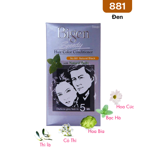 Nhuộm Phủ Bạc Bigen Xám 881- Đen 