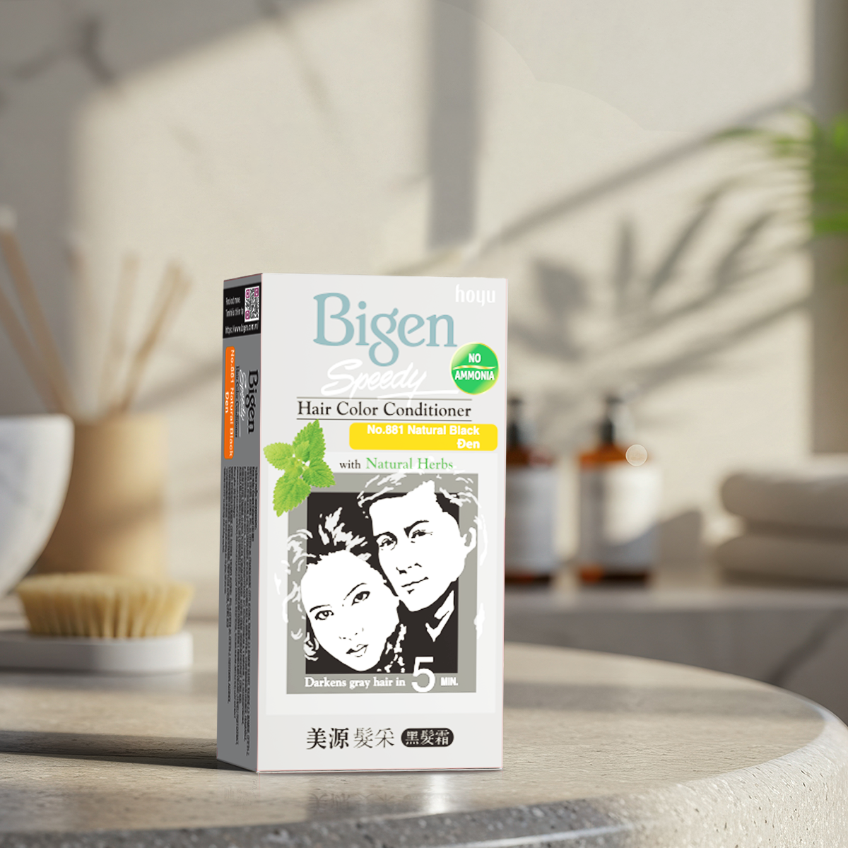  Thuốc Nhuộm Tóc Phủ Bạc Tại Nhà Bigen Xám - Phủ Bạc Thảo Dược, Dưỡng Tóc Mềm Mượt 80ml 