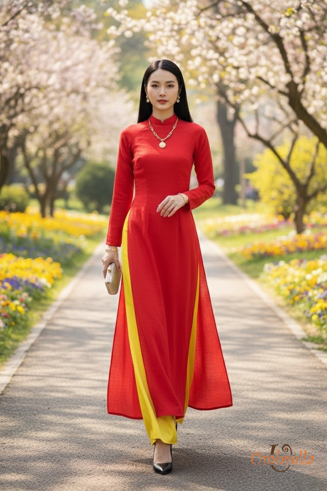  Áo dài Linen truyền thống 