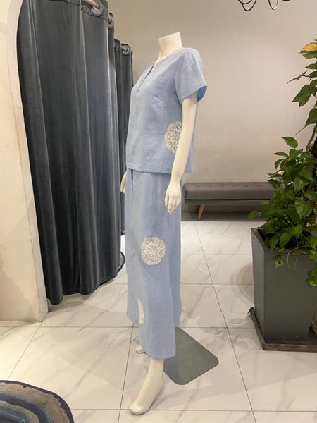  Váy Linen dài phối crochet 