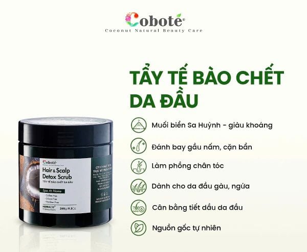  Muối tẩy tế bào chết da đầu Cobote 265g 